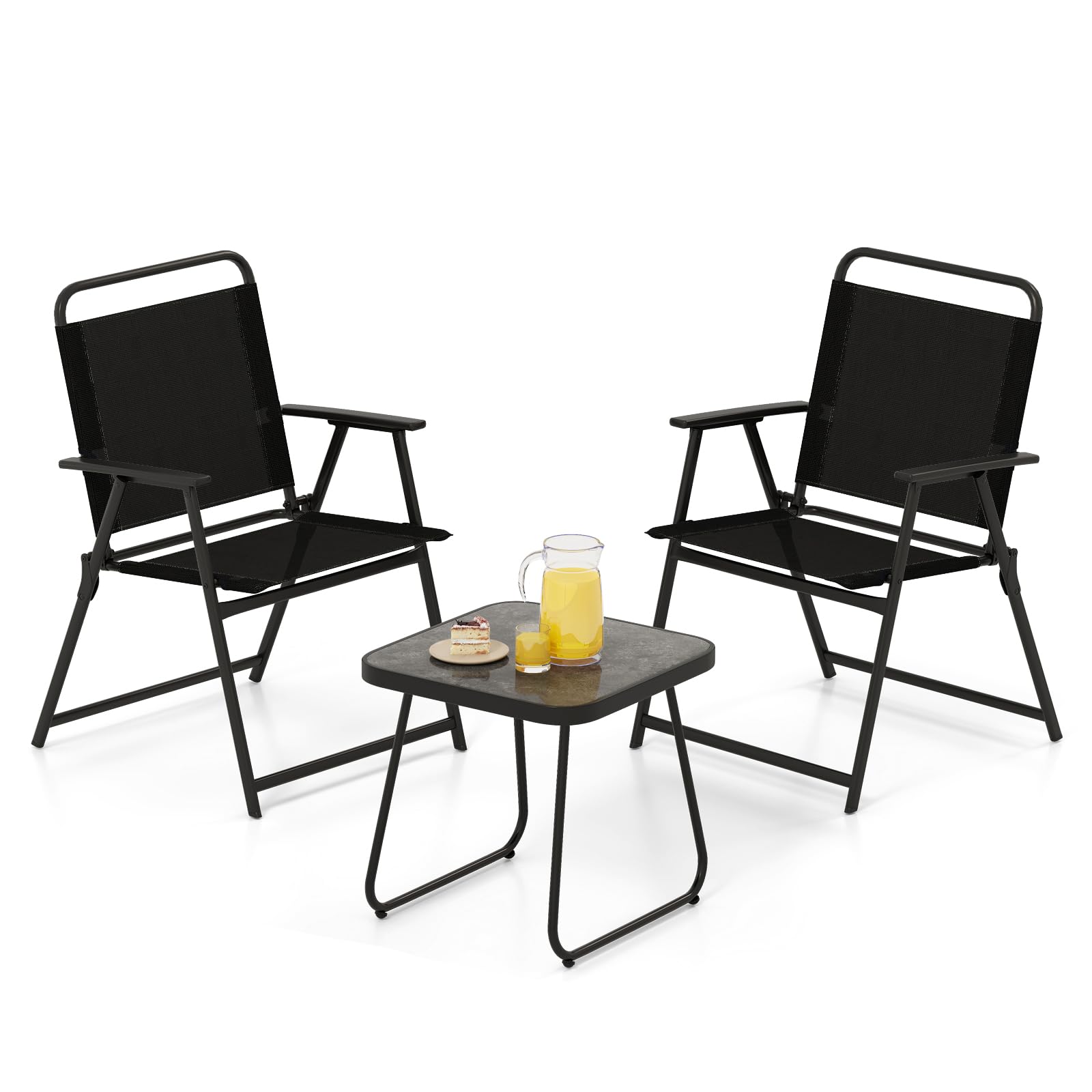 Tangkula 3 Pieces Folding Patio Bistro Set